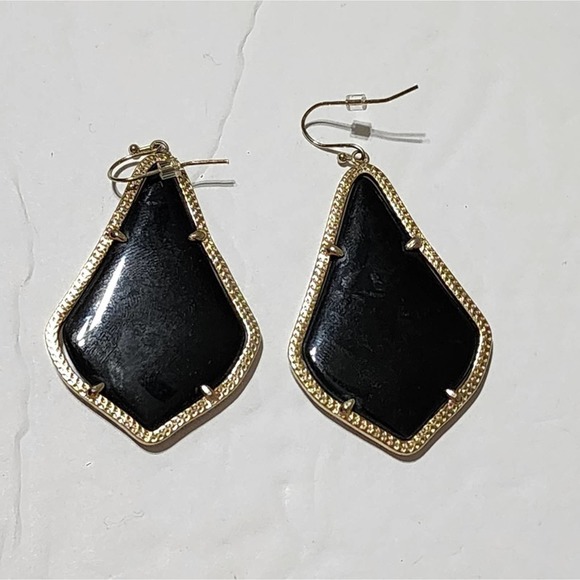 Kendra Scott Rare Black Iridescent reversible Alexandra Gold Drop Earrings - Picture 4 of 7